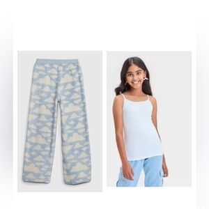 GAP Kids Blue and White Cloud Pajama Bottoms Girls 6 White Cat & Jack Tanktop